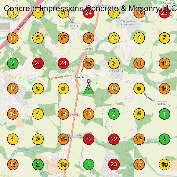Concrete Impressions Concrete & Masonry LLC Concrete Contractor GeoGrid ranking map for None